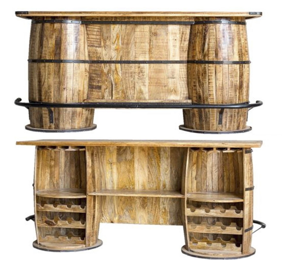 Mueble bar mango metal 180x60x100 barril