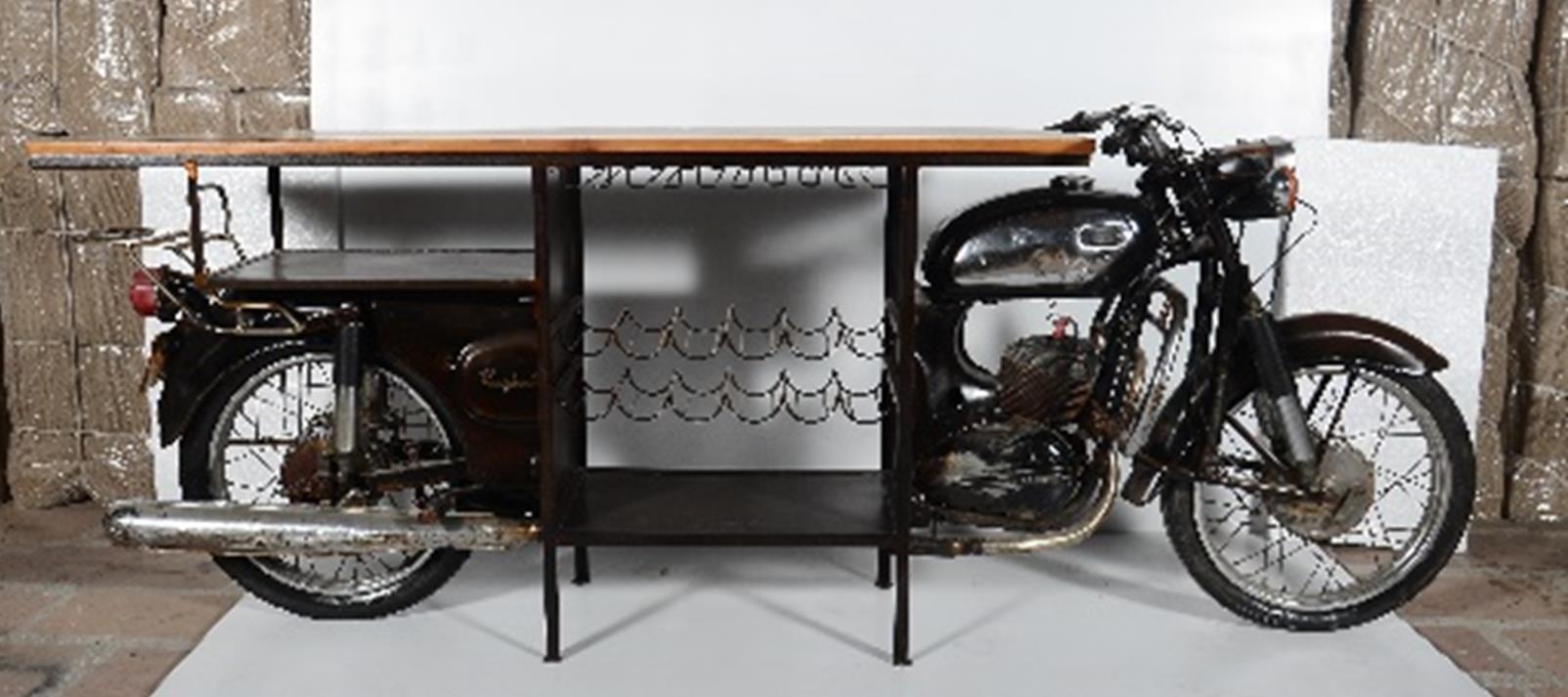 Mueble bar metal madera 280x72x106 moto