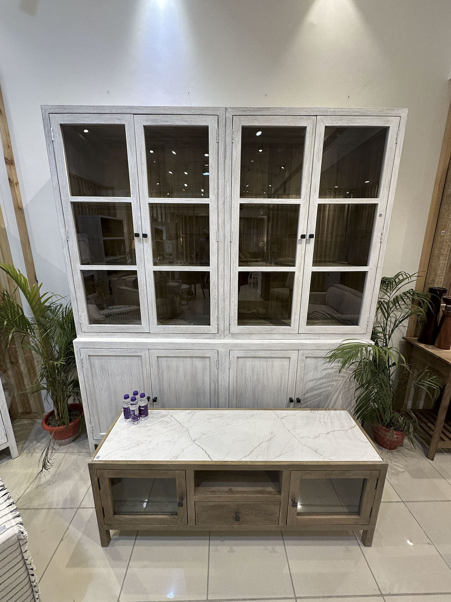 Vitrina mango cristal 200x45x230 blanco