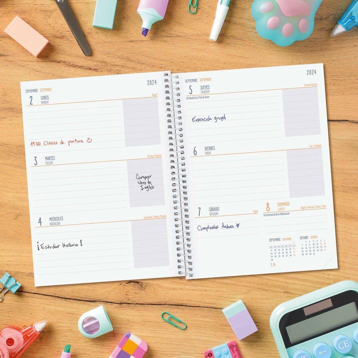 Agenda Finocam Cool Lila Cuarto 15,5 x 21,2 cm 2024-2025