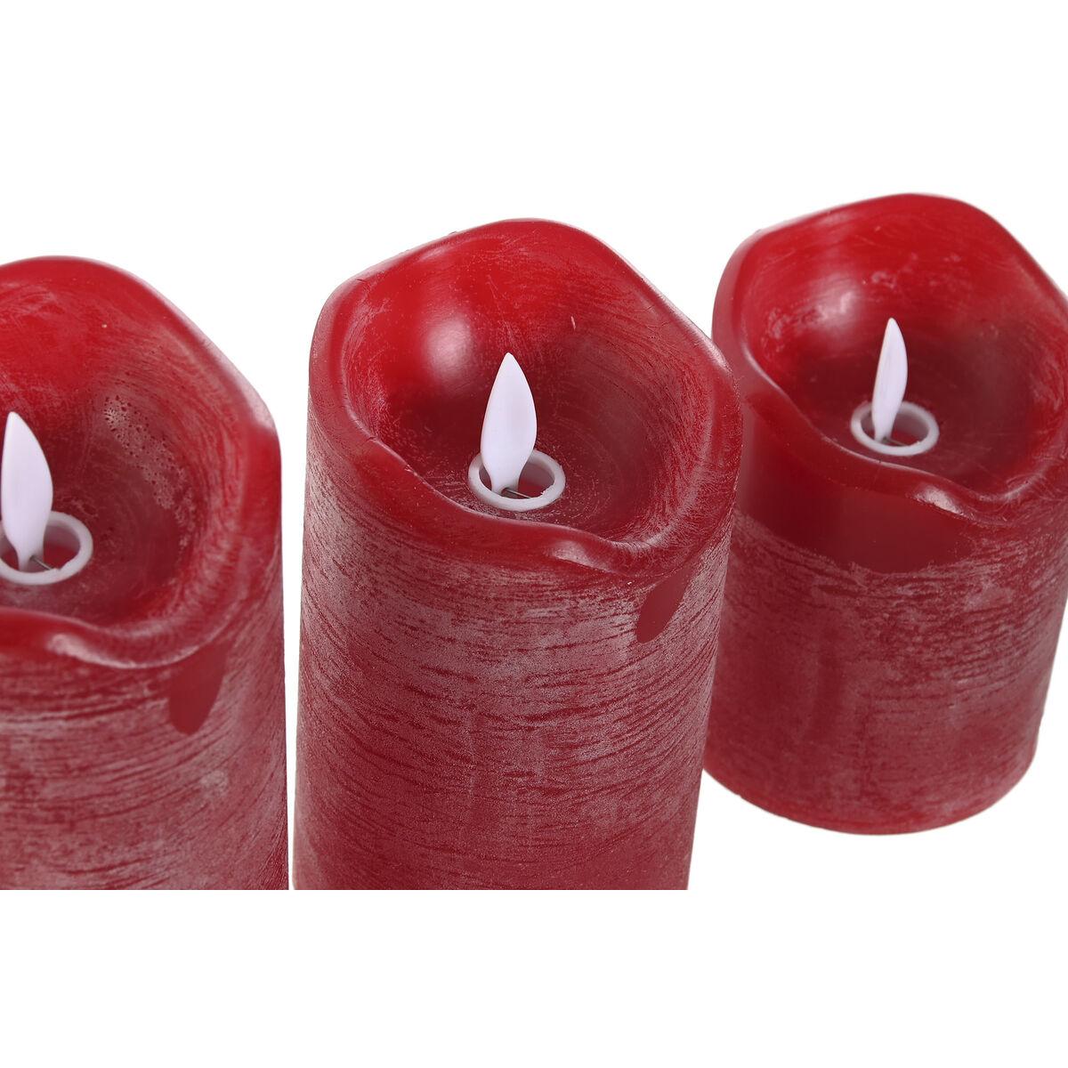 Vela LED Home ESPRIT Rojo 26,5 x 8 x 17 cm (3 Piezas)