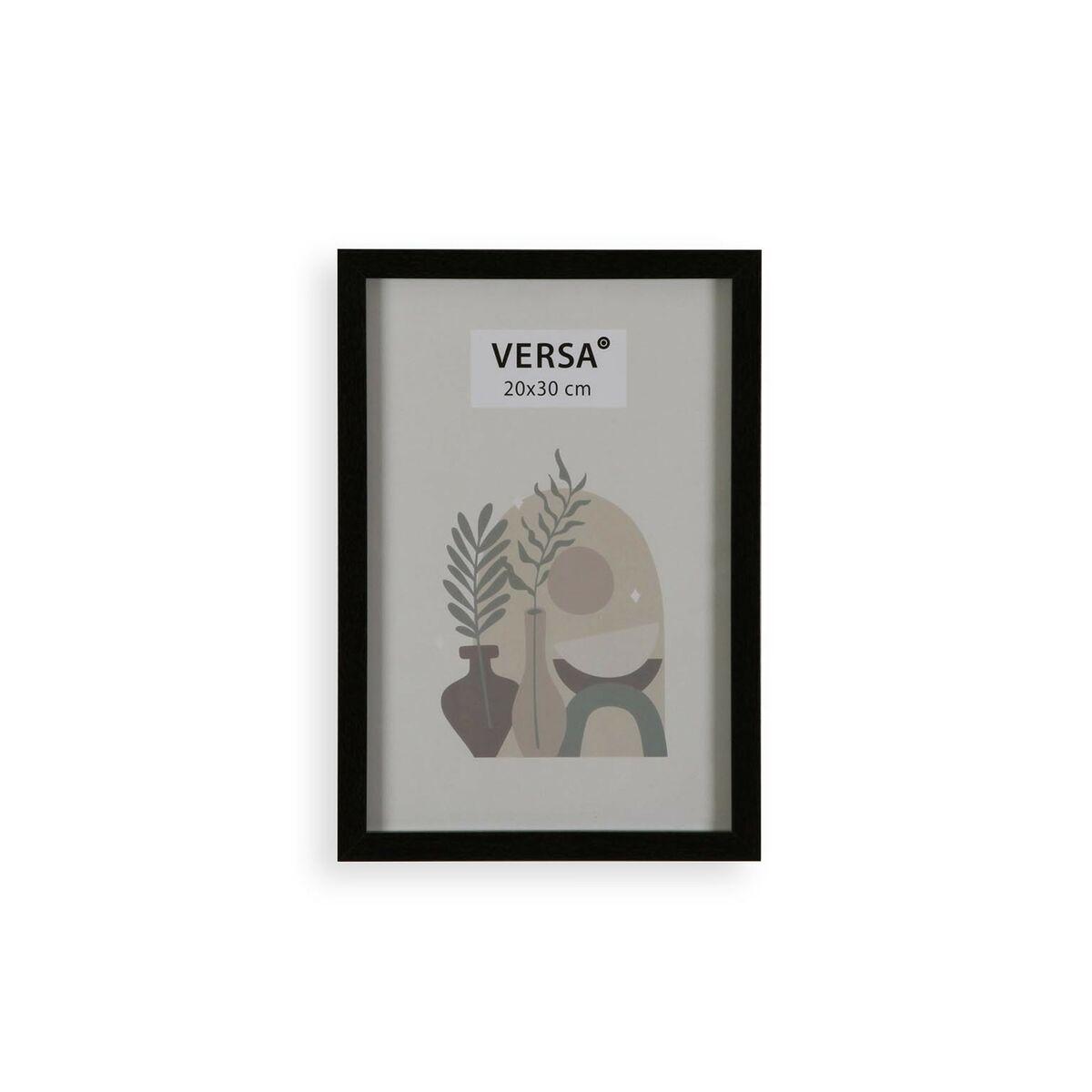 Portafotos Versa Negro Madera MDF Vintage 1,2 x 32 x 22 cm