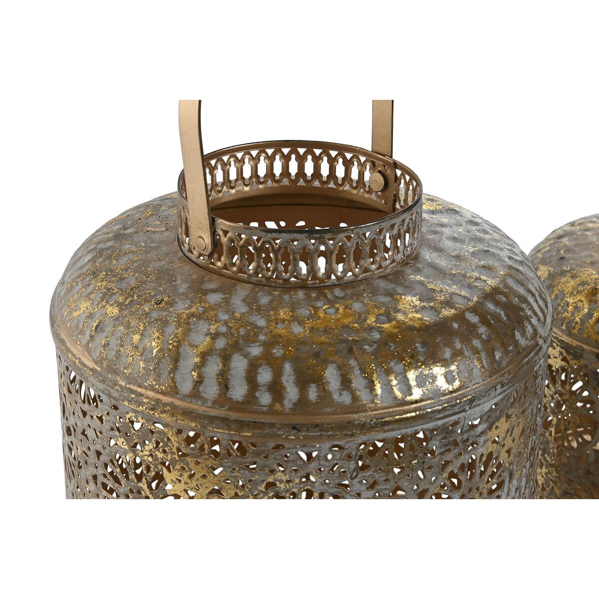 Set de Portavelas Home ESPRIT Dorado Metal 24 x 24 x 32 cm