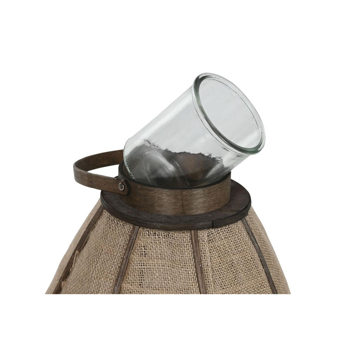 Portavelas Home ESPRIT Natural Yute Bambú 34 x 34 x 60 cm
