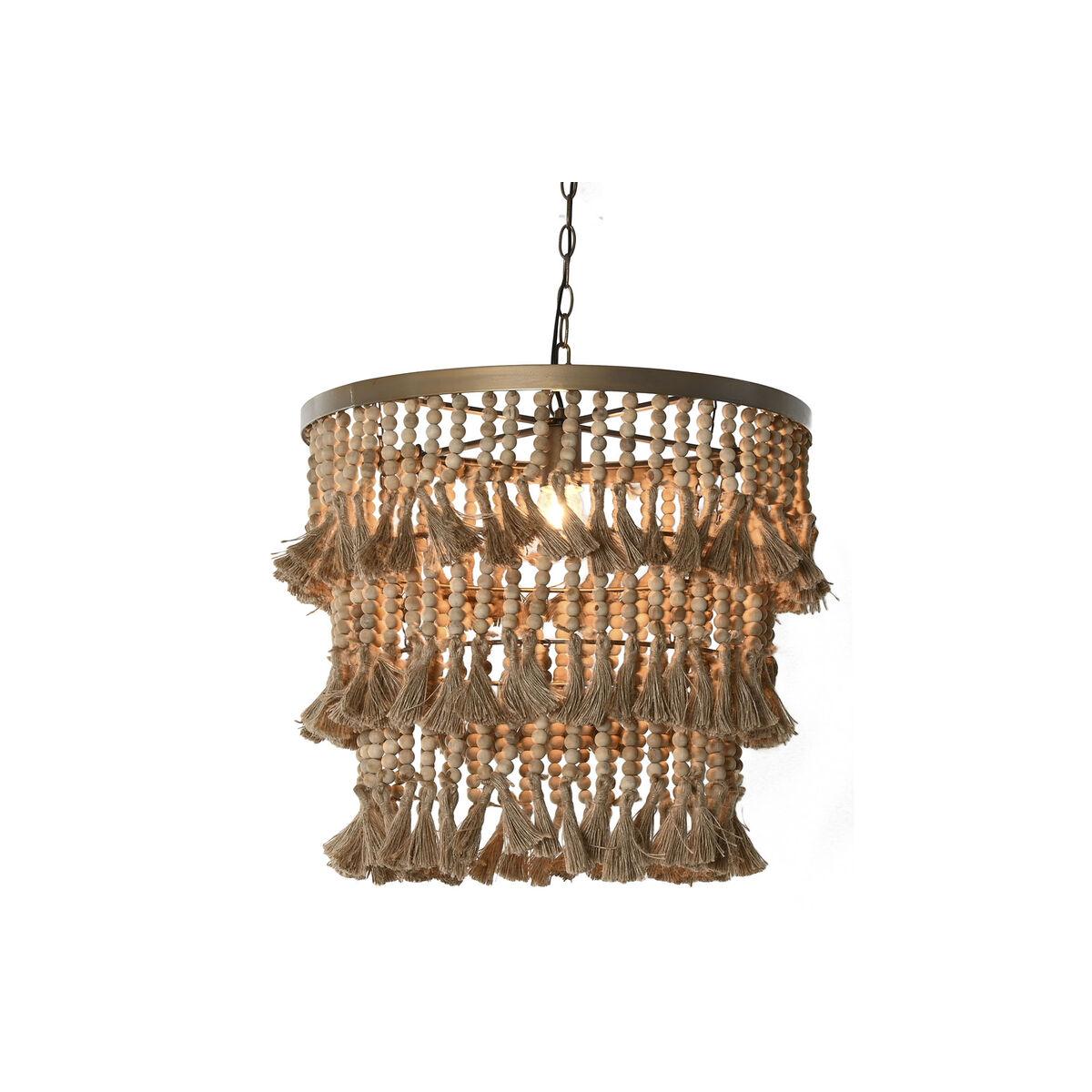 Lámpara de Techo Home ESPRIT Marrón Natural Madera Metal 50 W 53 x 53 x 123 cm