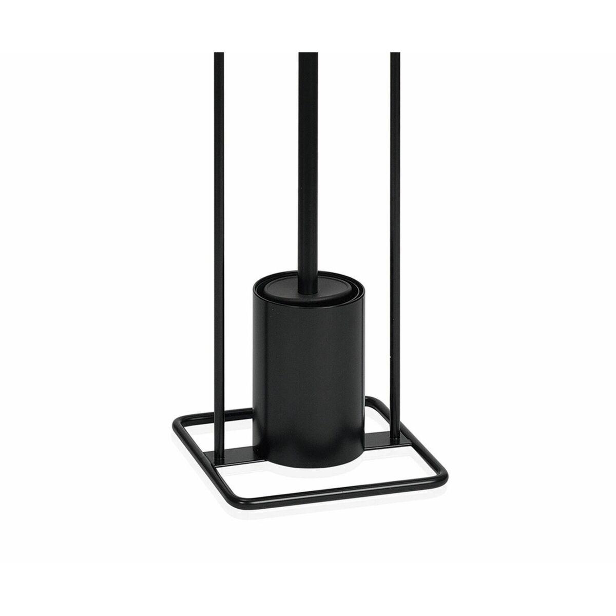 Portarrollos de Papel Higiénico con Soporte para Escobilla Alexandra House Living Negro Beige Metal Madera de caucho 18 x 71 x 1