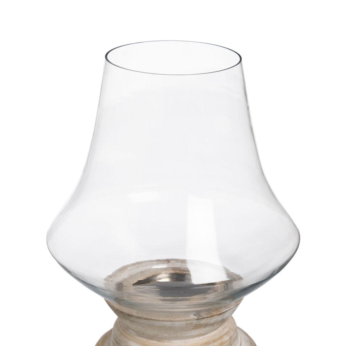 Portavelas Blanco Madera Cristal 33 x 33 x 43 cm