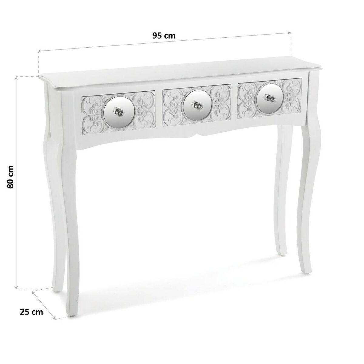 Recibidor con 3 Cajones Versa Indra         Blanco 25 x 80 x 95 cm