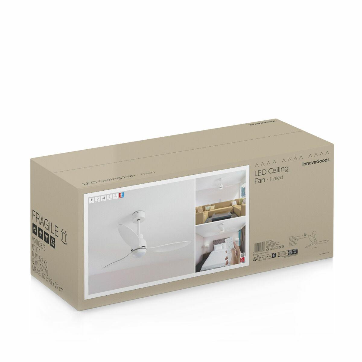 Ventilador de Techo con Luz Flaled InnovaGoods Blanco 36 W 52