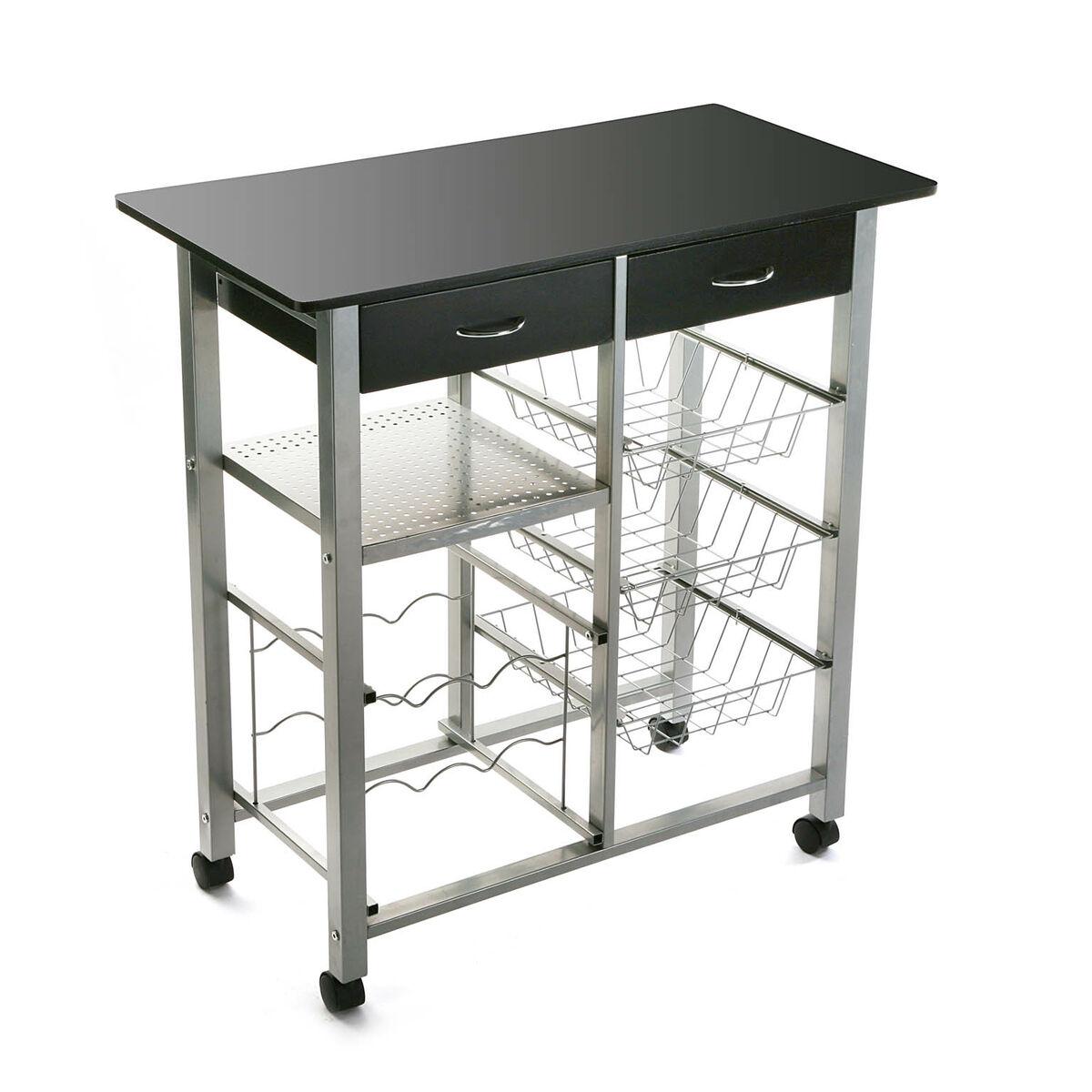Carrito Verdulero Versa Negro PVC 40 x 82 x 76 cm