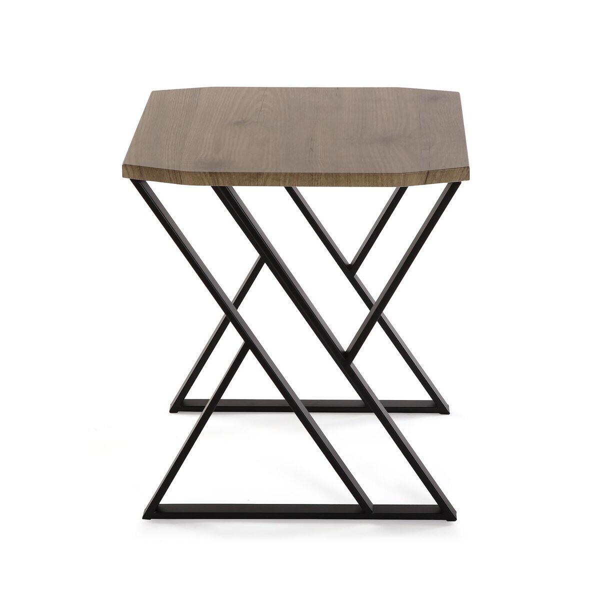 Juego de 2 mesas Versa Tulsa Negro Metal Madera de pino 45 x 50 x 45 cm