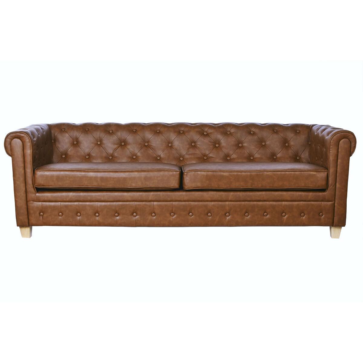 Sofá de 3 Plazas Home ESPRIT Marrón Natural Vintage 218 X 78 X 70 cm