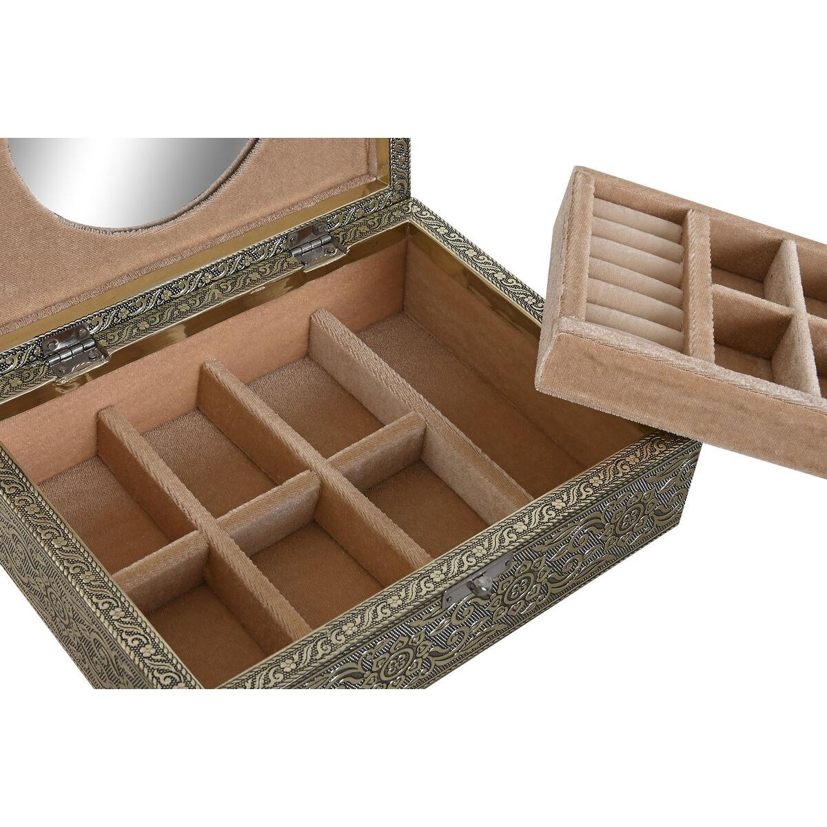Caja-Joyero Home ESPRIT Blanco Champán Madera Aluminio 22,5 x 17,5 x 7,6 cm