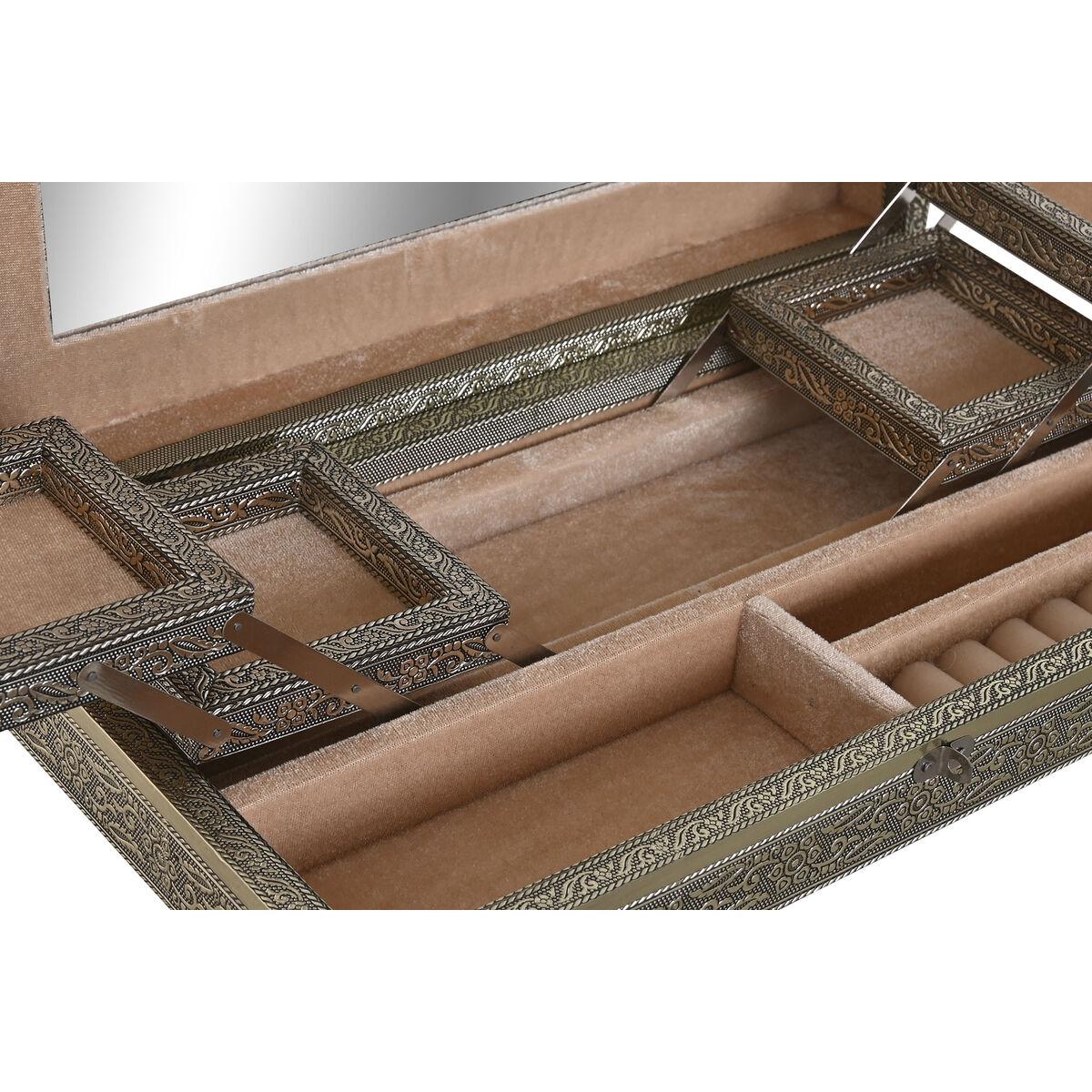 Caja-Joyero Home ESPRIT Blanco Champán Madera Aluminio 38 x 20 x 7,5 cm