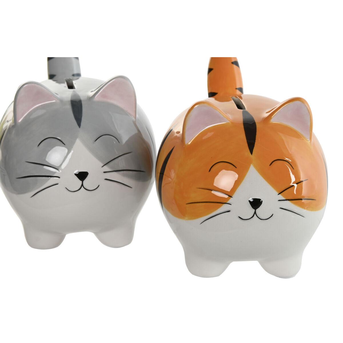 Hucha Home ESPRIT Dolomita Gato 16 x 11 x 13 cm (2 Unidades)