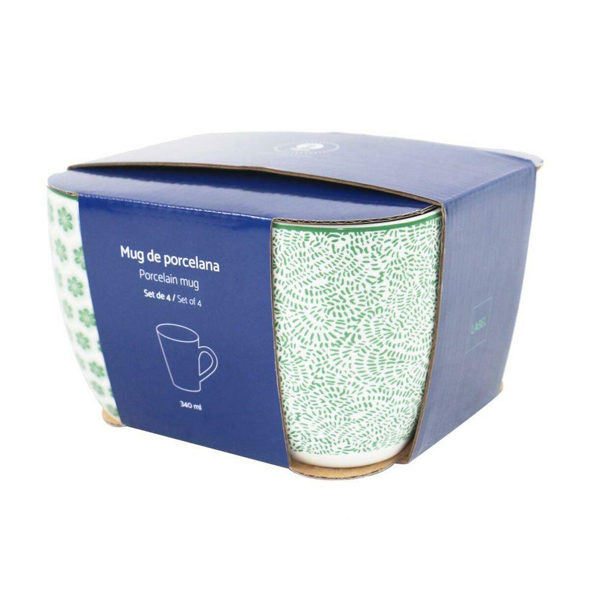 Juego de 4 Tazas Mug Home ESPRIT Azul Gres 340 ml 13 x 9,5 x 9,2 cm Mandala