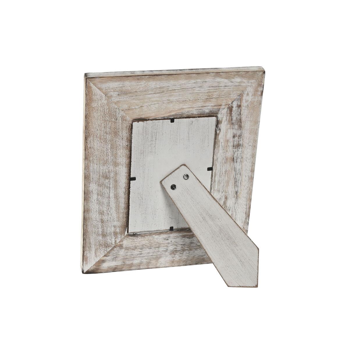 Marco de Fotos Home ESPRIT Blanco Natural Cristal Madera de mango Flor Indio 21 x 2 x 26,5 cm