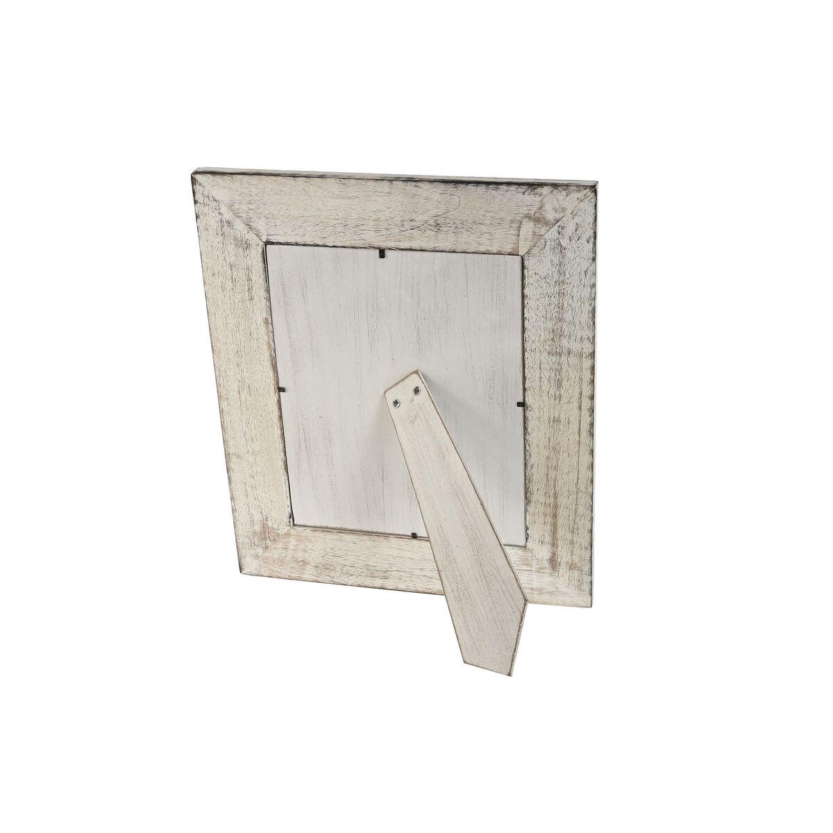 Marco de Fotos Home ESPRIT Blanco Natural Cristal Madera de mango Indio 31,5 x 2 x 36,5 cm