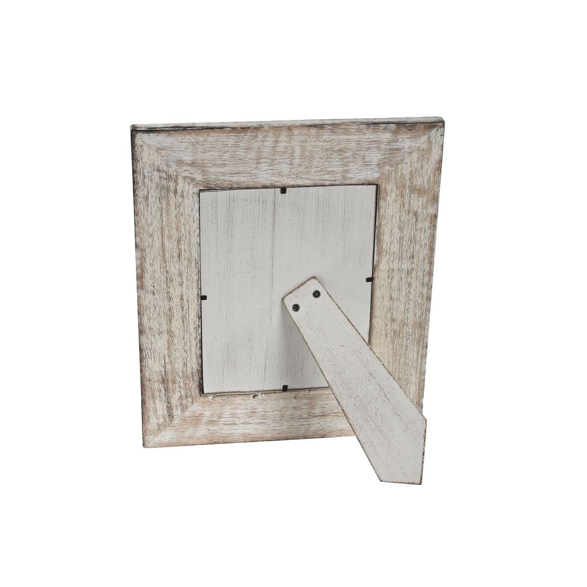 Marco de Fotos Home ESPRIT Blanco Natural Cristal Madera de mango Indio 26,5 x 2 x 31,5 cm