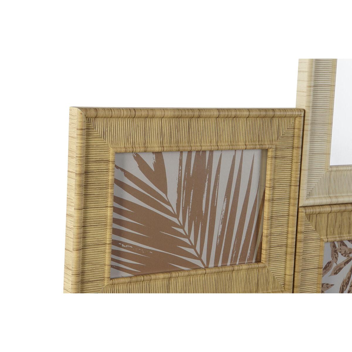 Marco de Fotos Home ESPRIT Beige Natural Cristal Poliestireno Escandinavo 60 X 2 X 59 cm