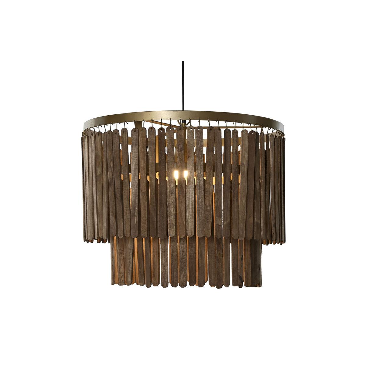 Lámpara de Techo Home ESPRIT Marrón Dorado Madera Metal Madera de mango 50 W 60 x 60 x 48 cm