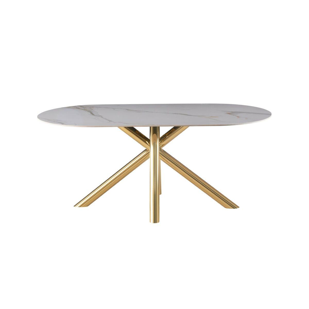 Mesa de Comedor Home ESPRIT Dorado Metal Cerámica 180 x 90 x 75 cm