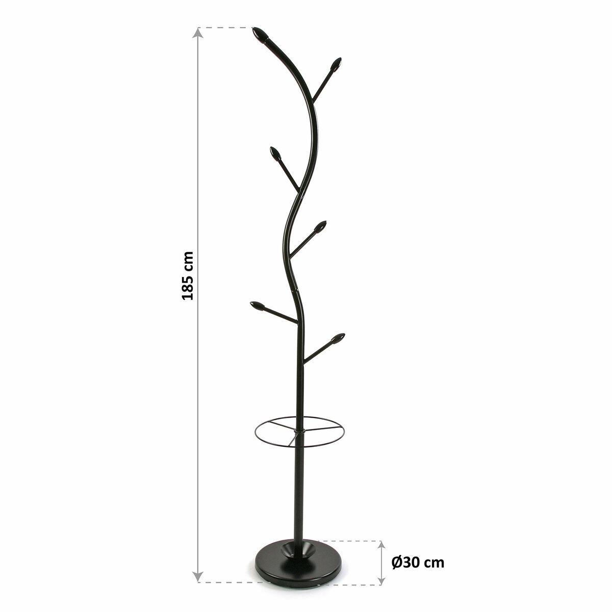 Perchero de Pie Versa Derby Negro Metal Minimalista 30 x 185 x 30 cm