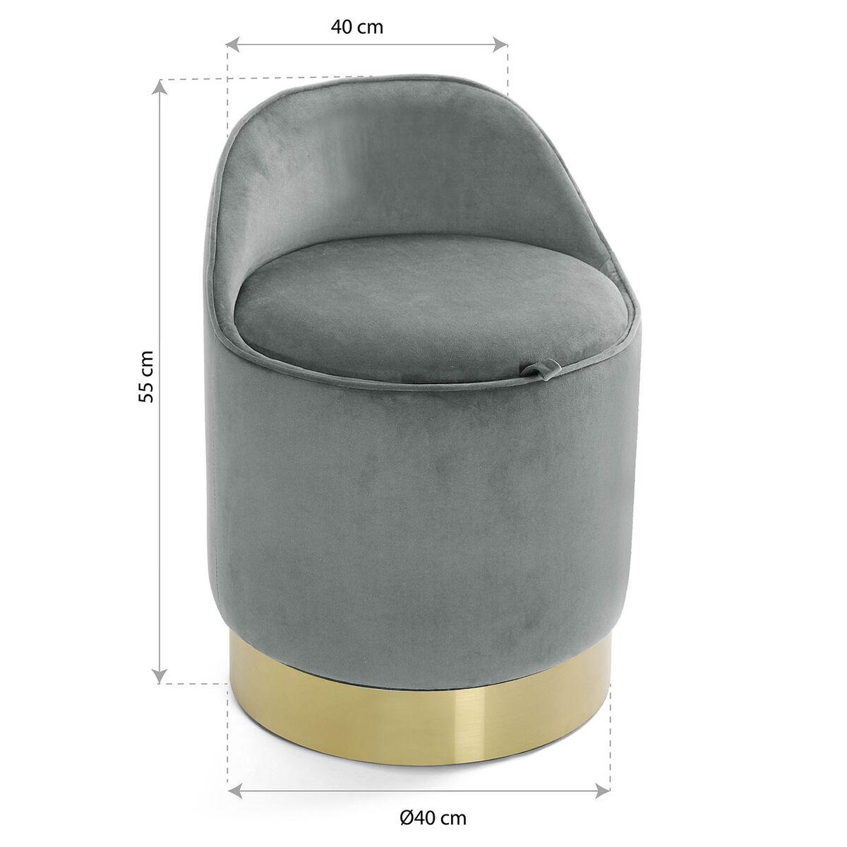 Puff Versa Gris Dorado Poliéster Espuma Madera MDF Terciopelo 40 x 55 x 40 cm