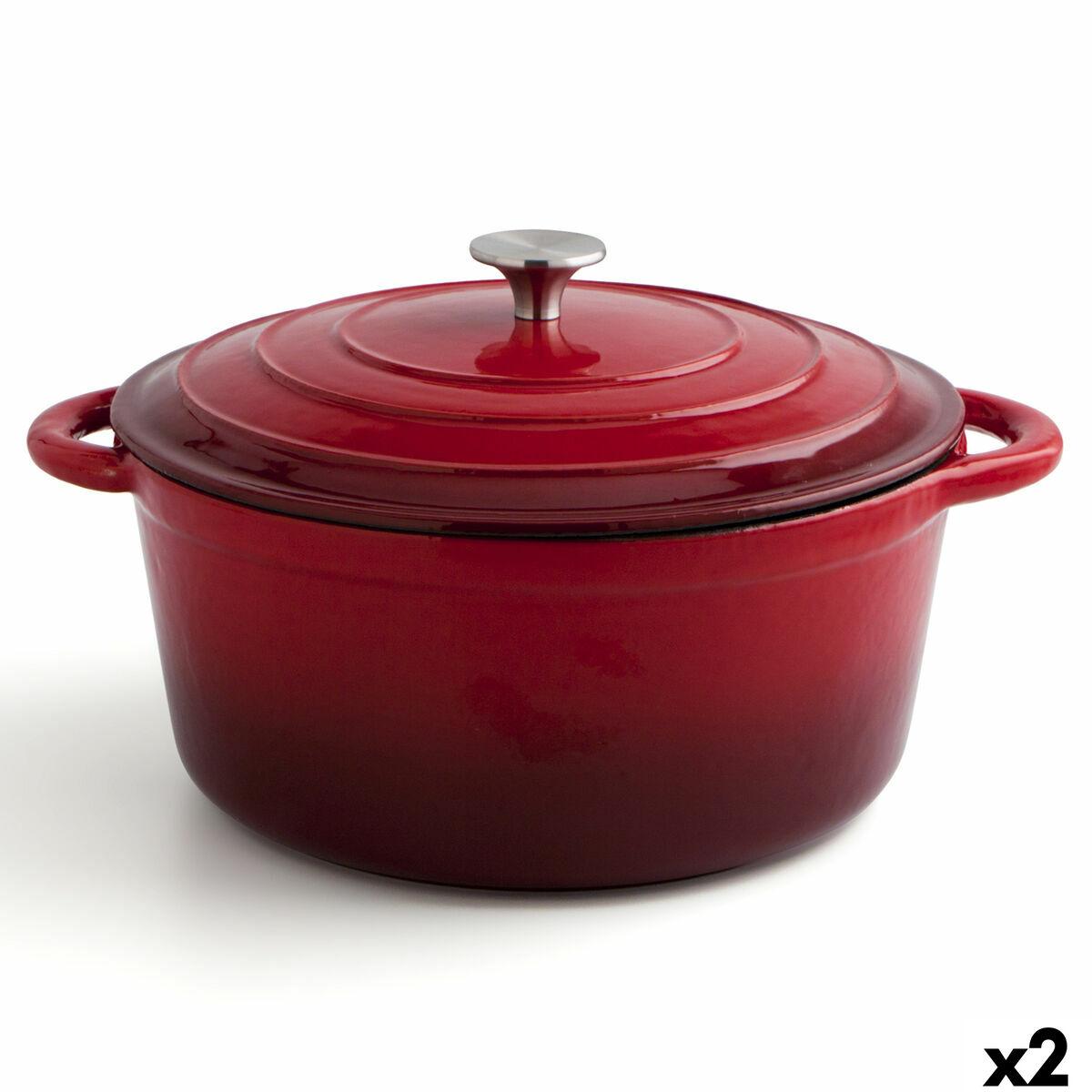 Cacerola Con Tapa Bidasoa Fierro Rojo Ø 28 cm 6 L (2 Unidades)