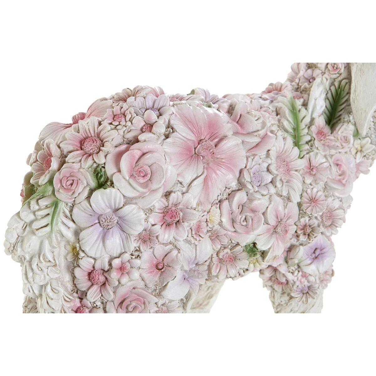 Figura Decorativa Home ESPRIT Blanco Multicolor Flores 34 X 13,5 X 18,5 cm (2 Unidades)