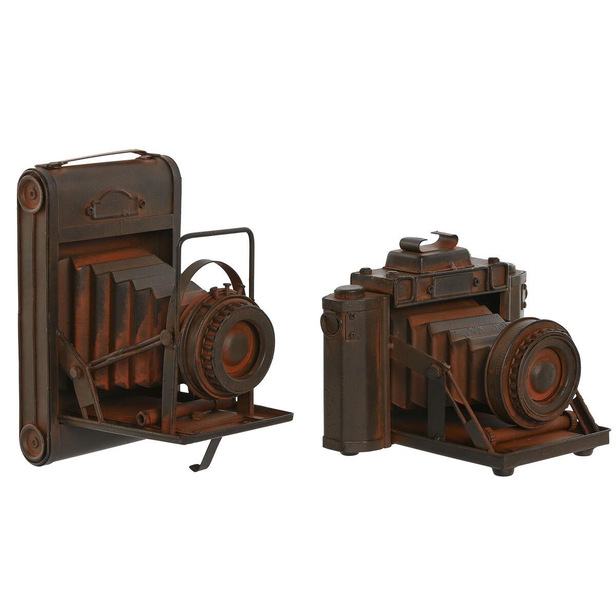 Figura Decorativa Home ESPRIT Bronce Cámara de fotos Vintage 18 x 13,5 x 14 cm (2 Unidades)