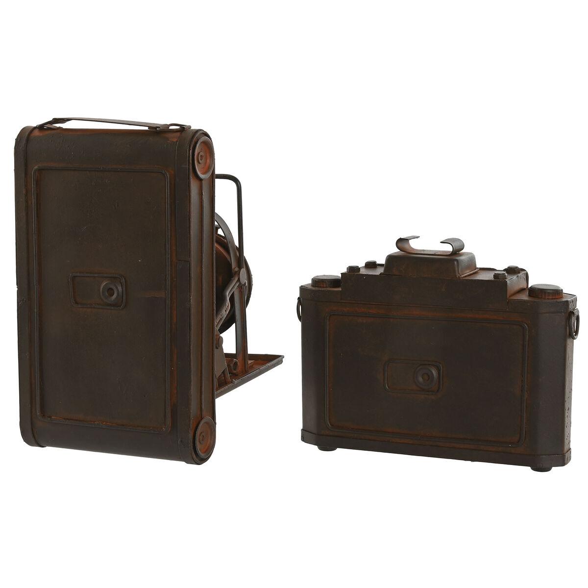 Figura Decorativa Home ESPRIT Bronce Cámara de fotos Vintage 18 x 13,5 x 14 cm (2 Unidades)