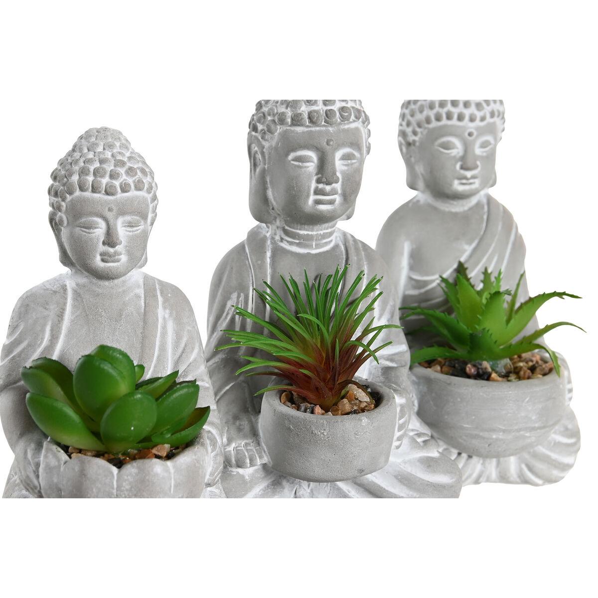 Planta Decorativa Home ESPRIT Polietileno Cemento Buda Oriental 10,5 x 8 x 16 cm (3 Unidades)
