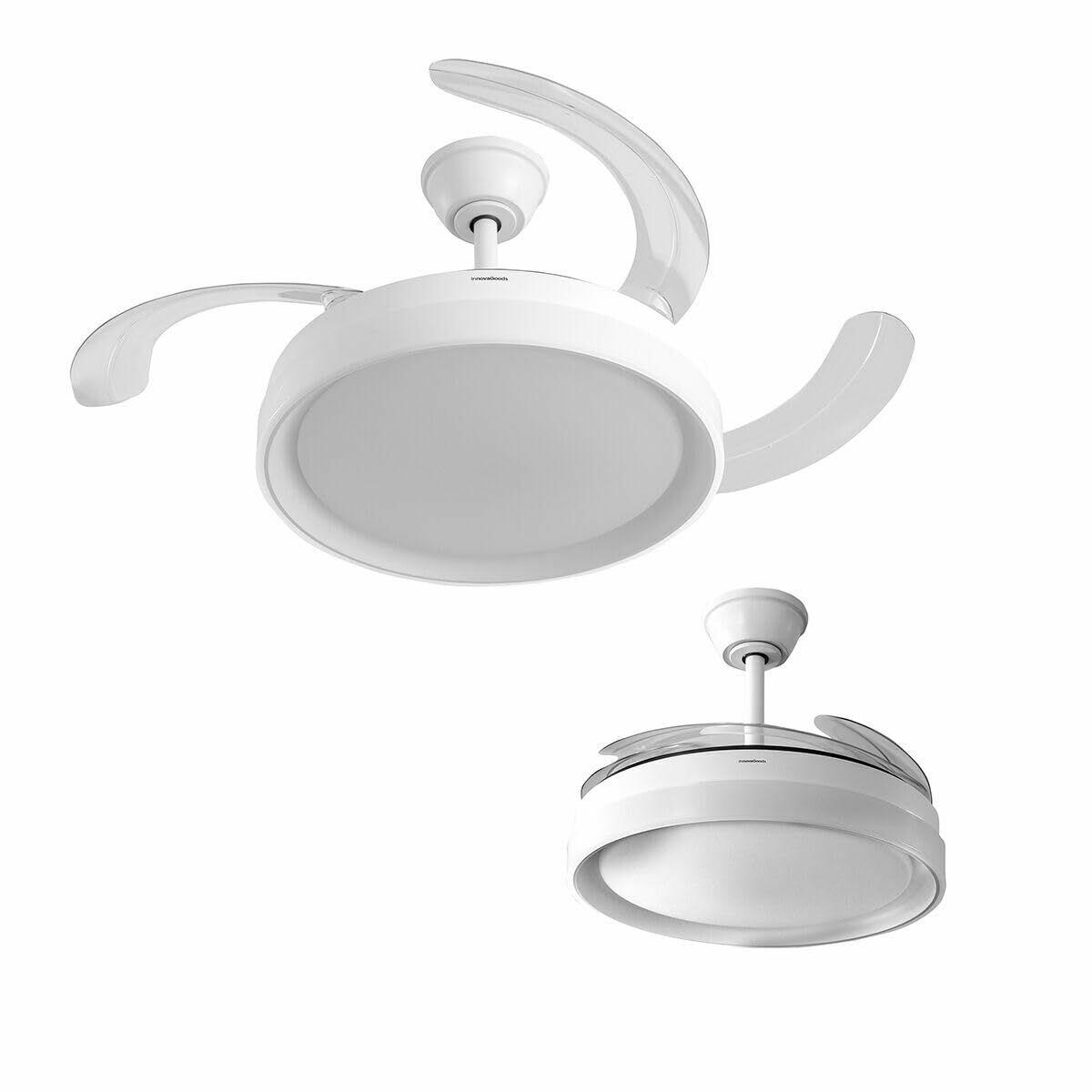 Ventilador de Techo con Luz LED y 4 Aspas Retráctiles 72 W Blanco Ø49,5-104 cm (Reacondicionado B)