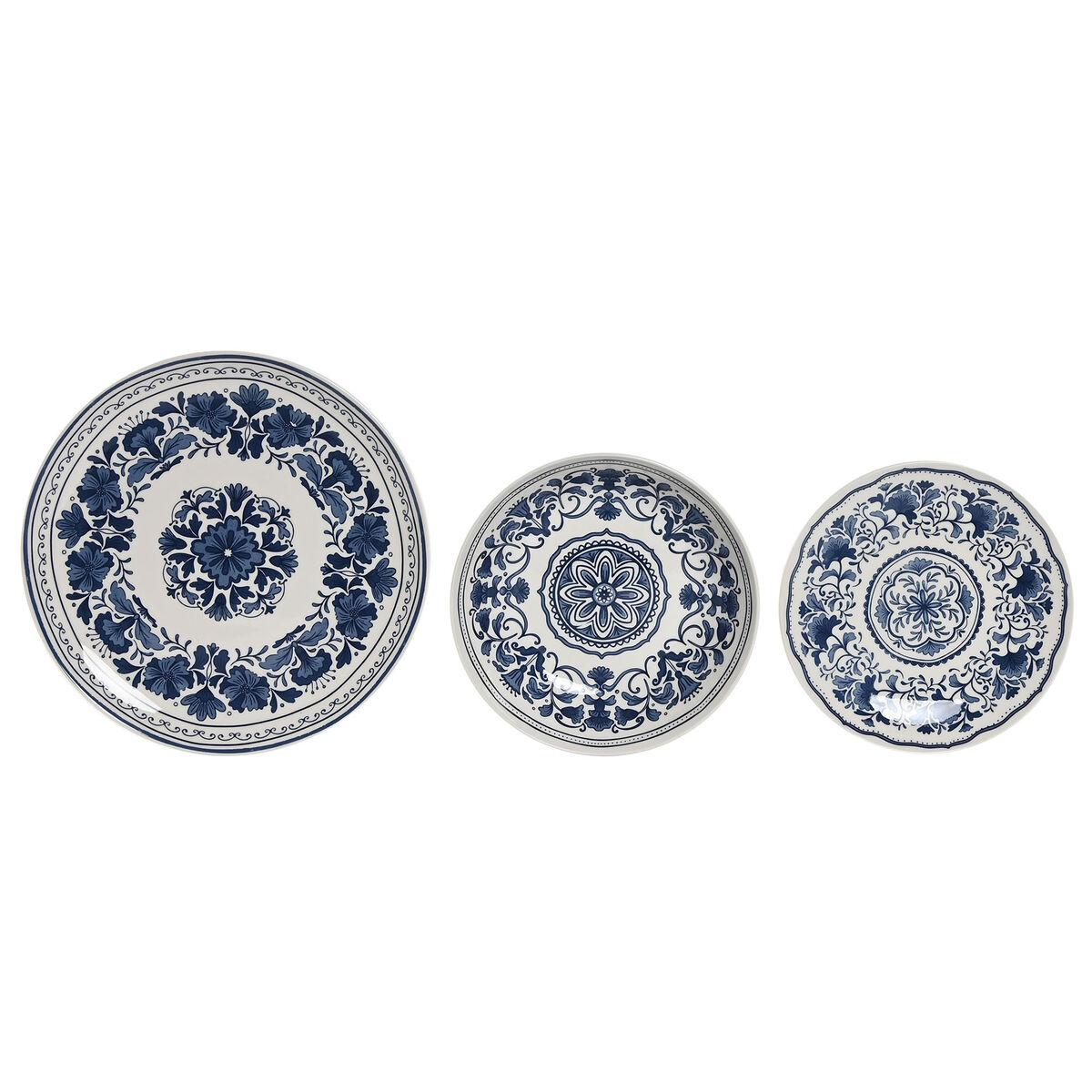 Vajilla Home ESPRIT Azul Blanco Porcelana Árabe 27 x 27 x 2 cm 18 Piezas