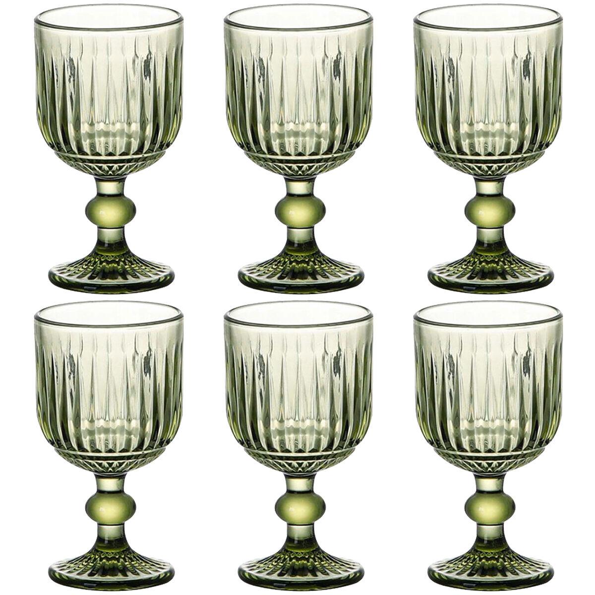 Set de Copas Home ESPRIT Verde Cristal 8 x 8 x 14,5 cm (6 Unidades)