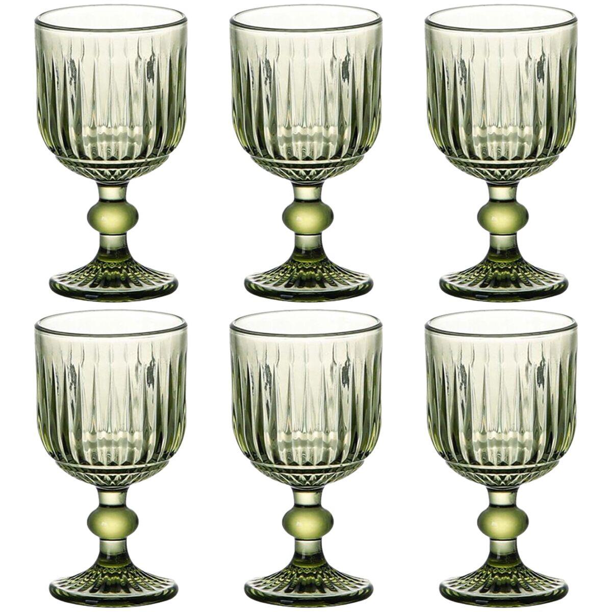 Set de Copas Home ESPRIT Verde Cristal 8 x 8 x 14,5 cm (6 Unidades)