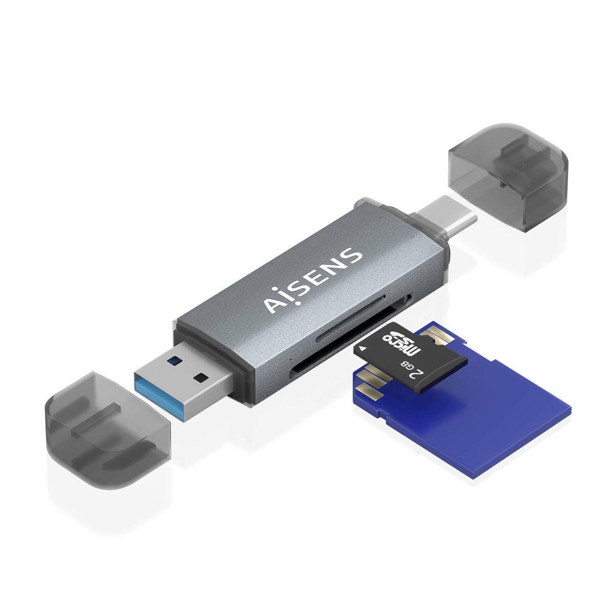 Lector de Tarjetas Externo Aisens ASCR-2AC08-GR Gris Multicolor