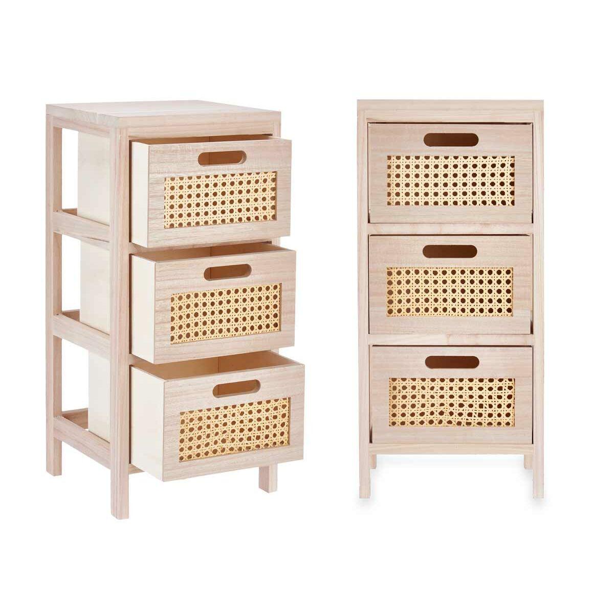 Cajonera GiftDecor Rattan Natural 27 x 58 x 25 cm 3 cajones