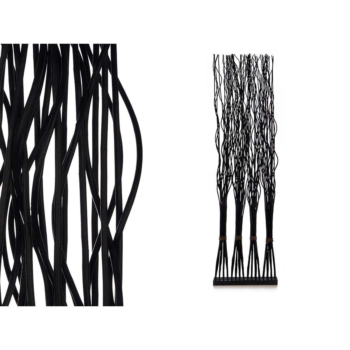 Biombo MJ84091-N Negro Madera de sauce 50 x 182 x 13 cm 4 Ramilletes