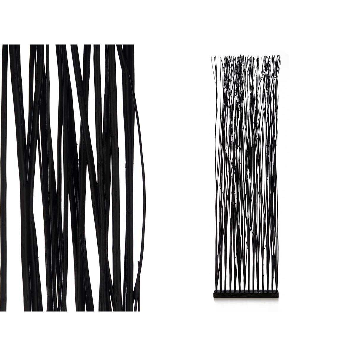 Biombo Varas Negro Madera de sauce 50 x 185 x 12 cm
