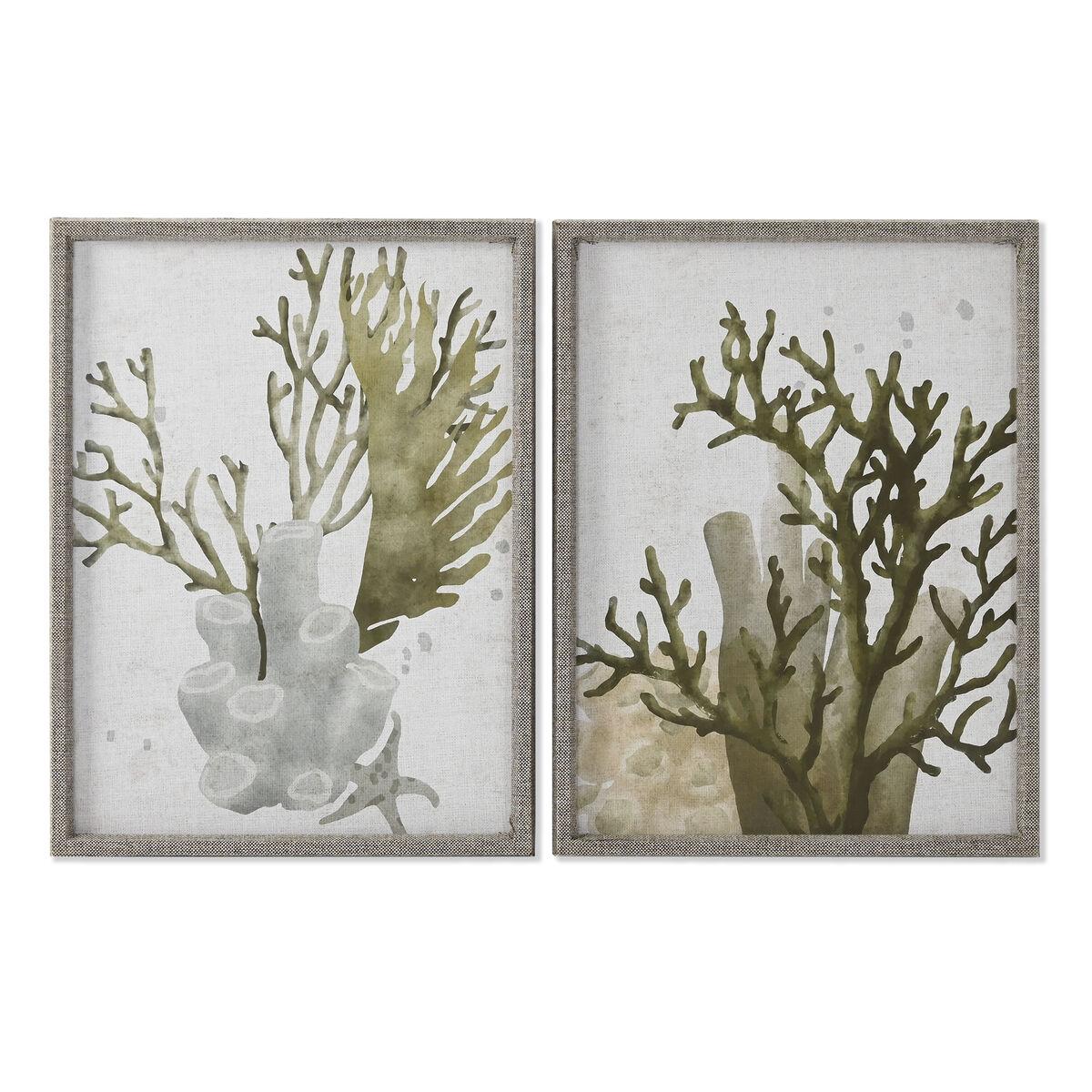 Cuadro Home ESPRIT Verde Coral Mediterráneo 45 x 2 x 60 cm (2 Unidades)