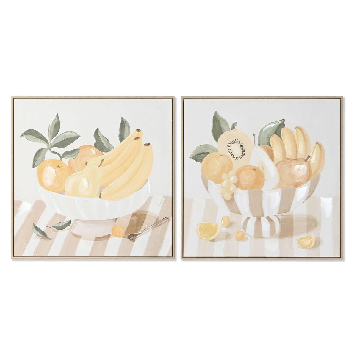 Cuadro Home ESPRIT Amarillo Beige Cottage 80 x 4 x 80 cm (2 Unidades)