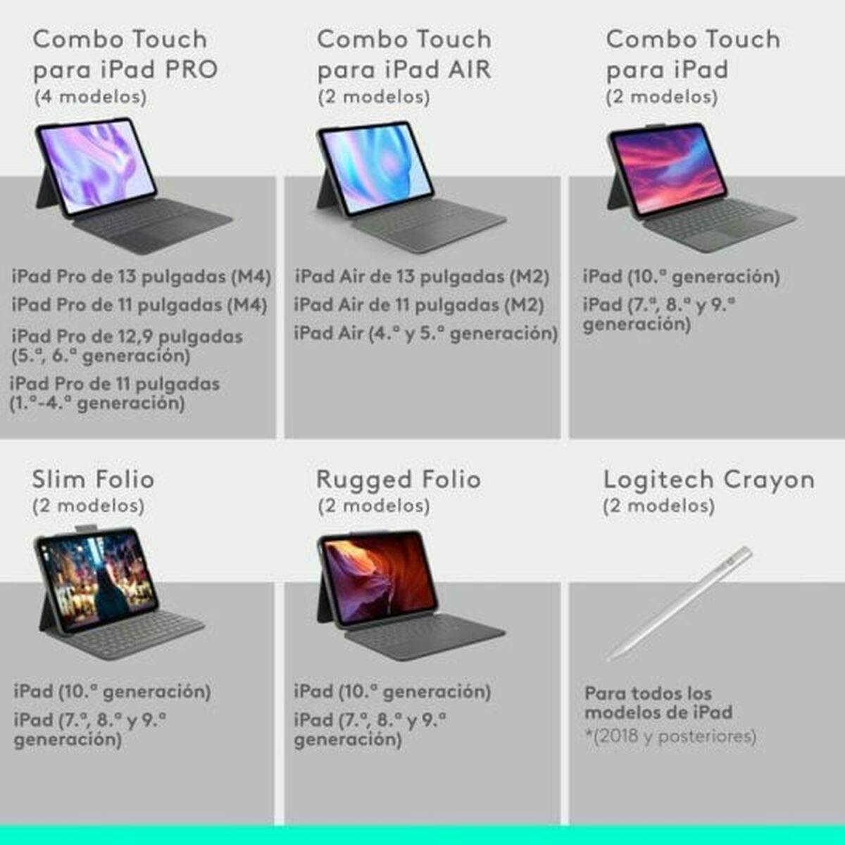 Funda para Tablet y Teclado Logitech 920-012772 Grafito QWERTY