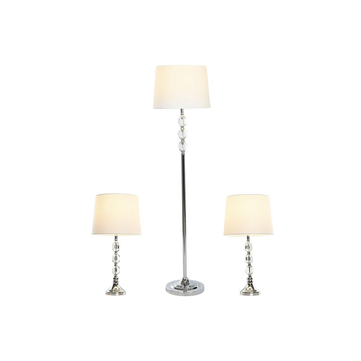 Lámpara de Pie Home ESPRIT Blanco Plateado 50 W 220 V 35 x 35 x 150 cm (3 Piezas)