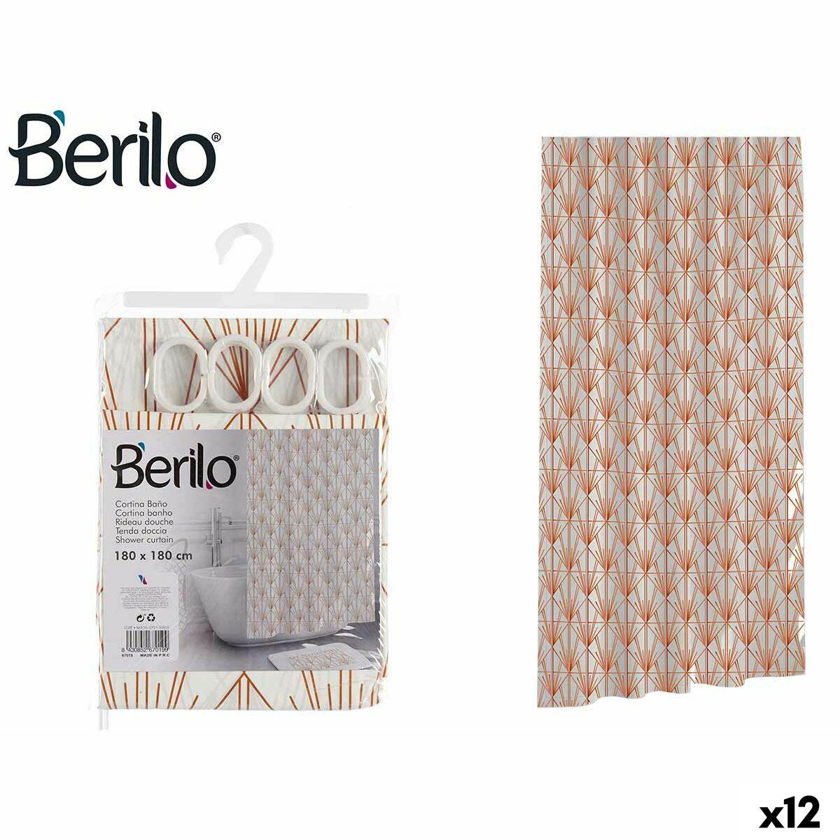 Cortina de Ducha Berilo Art Nouveau Blanco Bronce Plástico 180 x 180 x 0,008 cm (12 Unidades)