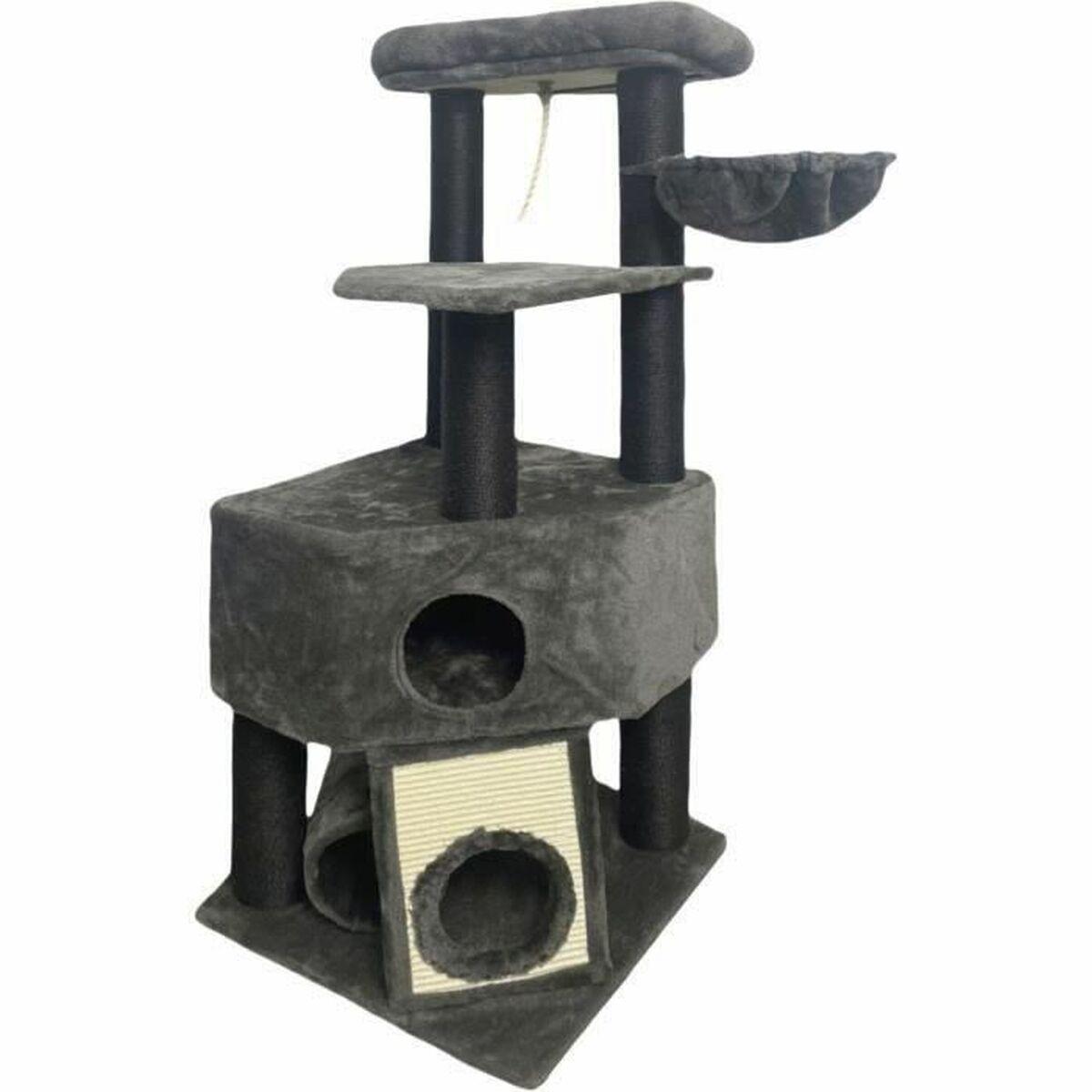 Rascador para Gatos Guily Dark Gris Poliéster Yute Felpa Madera Metal Papel Acero Madera MDF Sisal (1 unidad)