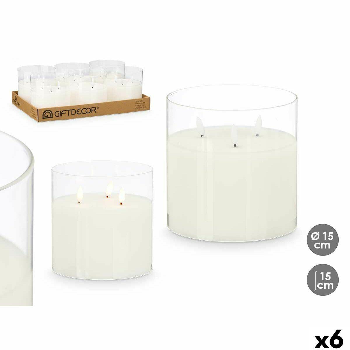Vela LED Z23688 Blanco Transparente 15 x 15 x 15 cm (AA) (6 Unidades)