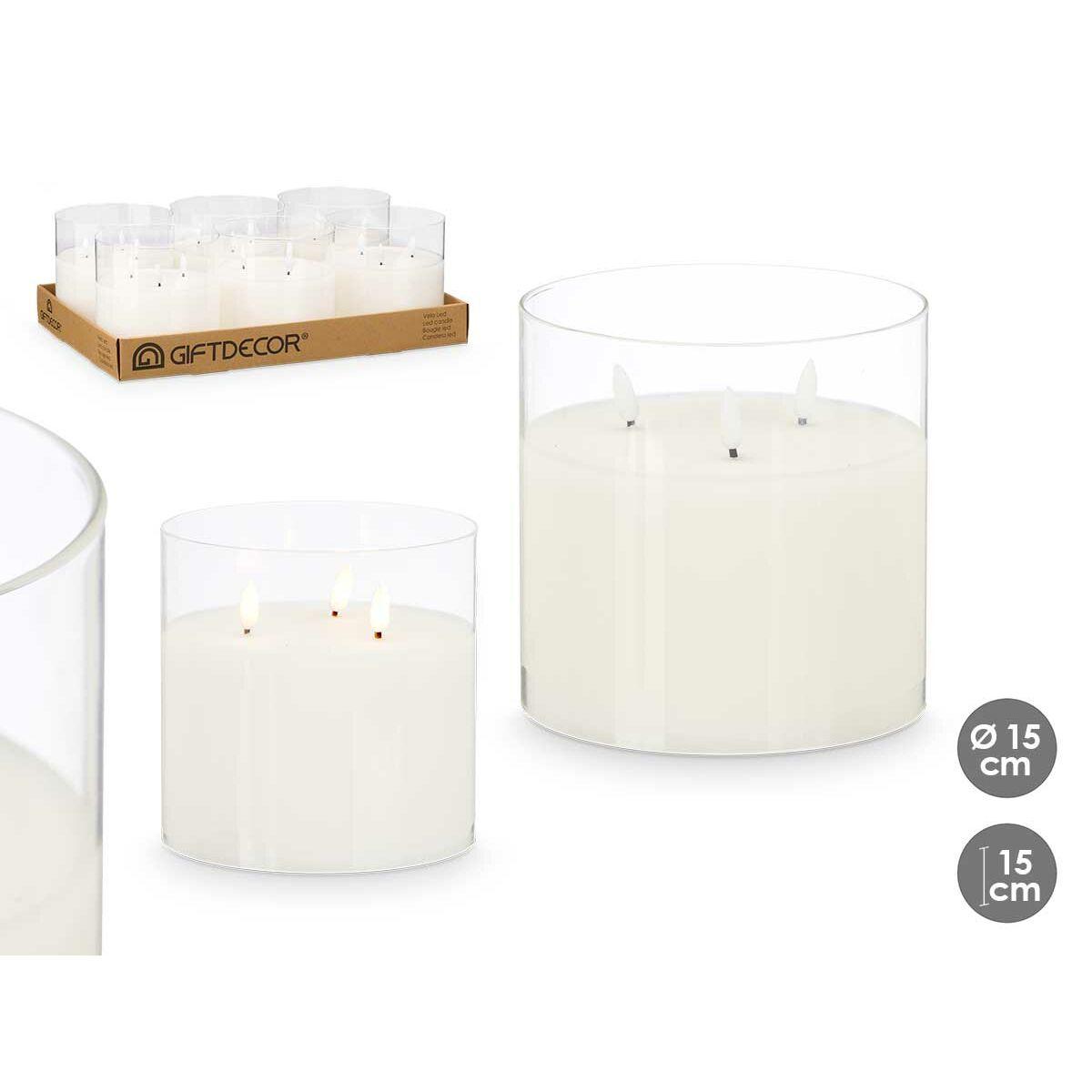 Vela LED Z23688 Blanco Transparente 15 x 15 x 15 cm (AA) (6 Unidades)