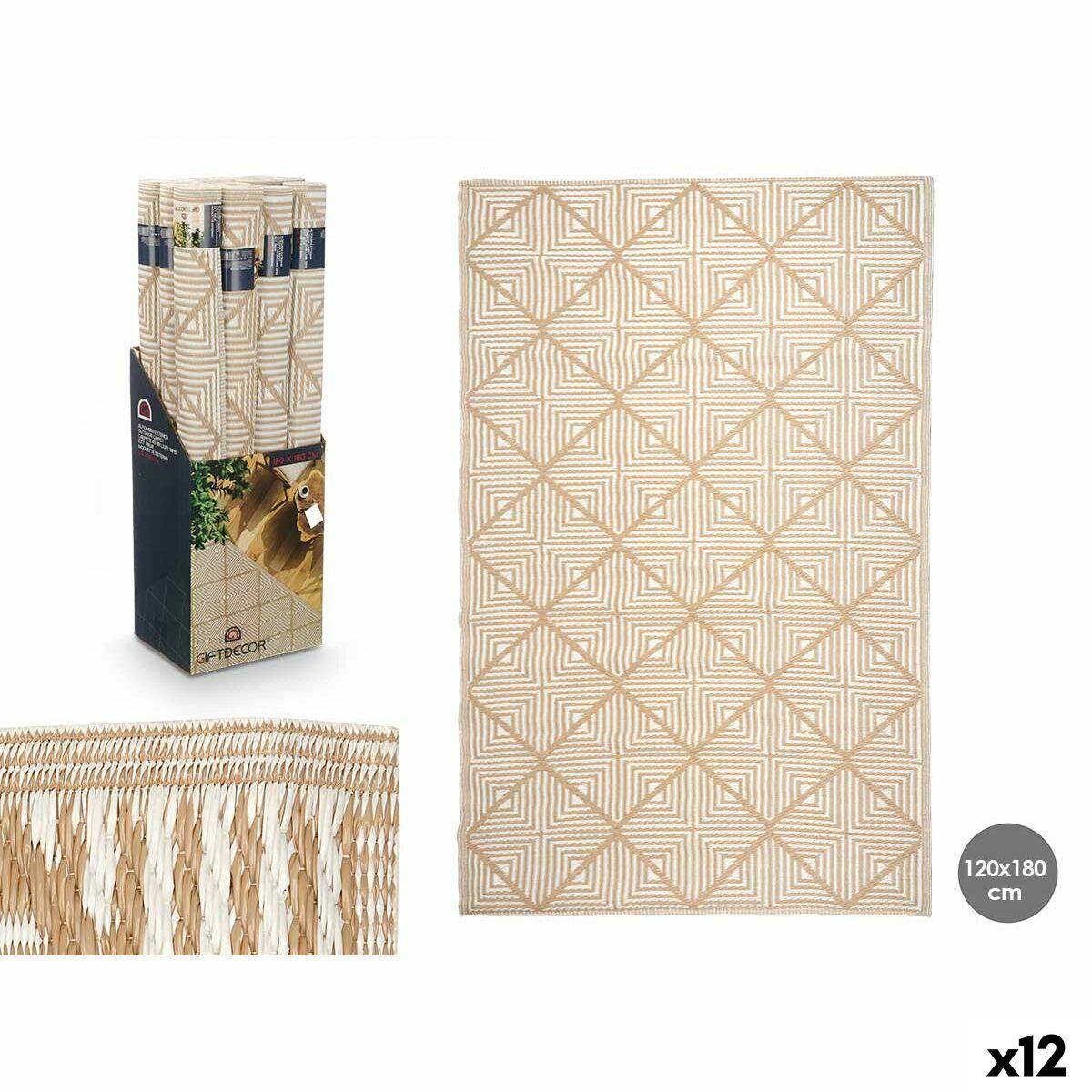 Alfombra GiftDecor EXAG-1005 Blanco Beige Polipropileno 120 x 180 cm (12 Unidades)